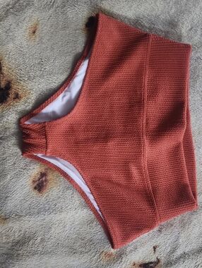 PINK Victoria's Secret Ribbed High-Waist Bikini Bottoms - Burnt Orange
